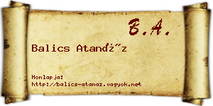 Balics Atanáz névjegykártya